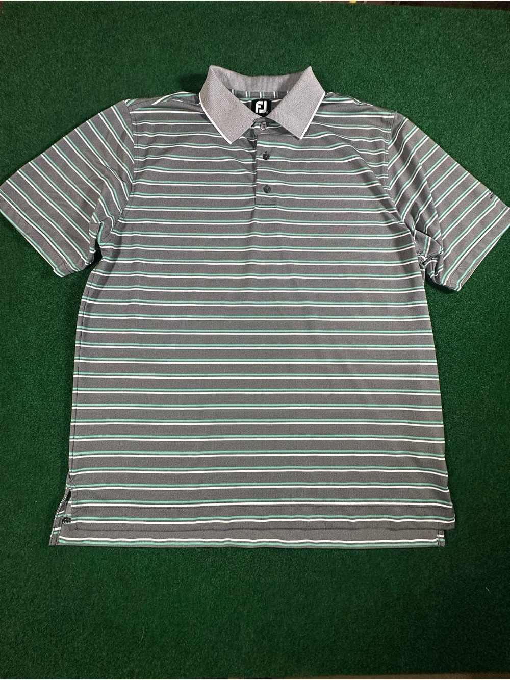 FootJoy Gray Polo with White and Mint Stripes